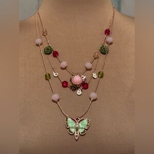 NWT 🦋 Betsey Johnson Layered Butterfly Necklace with charms